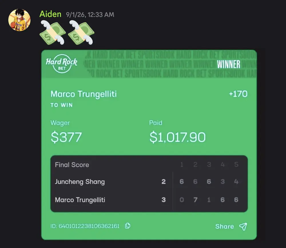 Member bet slip 4 shared in the community